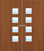 Load image into Gallery viewer, Sapele Veneer 26G Glazed Pair FD30 Internal Fire Door
