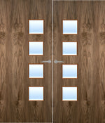 Load image into Gallery viewer, Walnut Veneer 26G Glazed Pair FD30 Internal Fire Door
