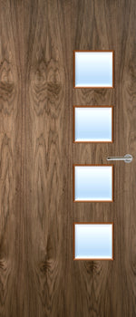 Load image into Gallery viewer, Walnut Veneer 26G Glazed FD30 Internal Fire Door
