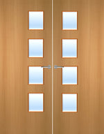 Load image into Gallery viewer, Beech Veneer 27G Glazed Pair FD30 Internal Fire Door
