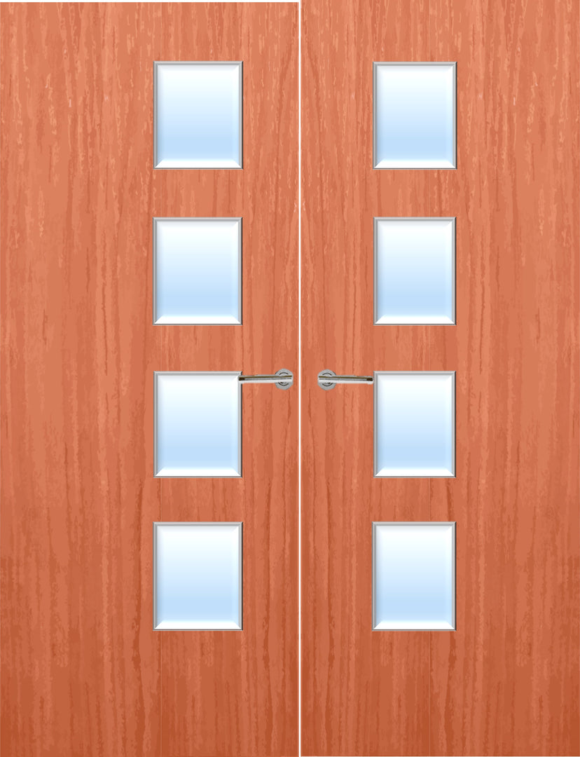 Cherry Veneer 27G Glazed Pair FD30 Internal Fire Door