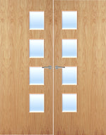 Load image into Gallery viewer, Oak Veneer 27G Glazed Pair FD30 Internal Fire Door
