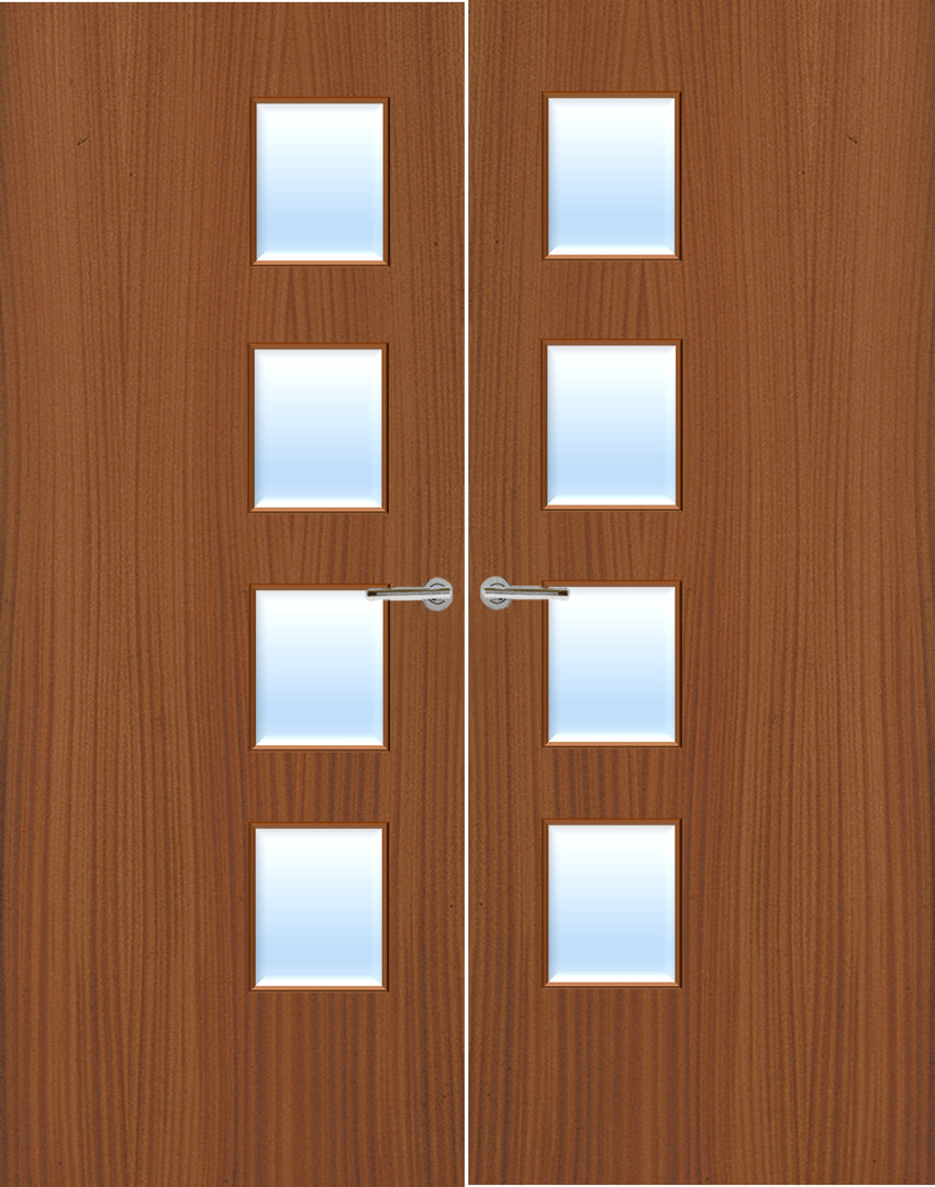 Sapele Veneer 27G Glazed Pair FD30 Internal Fire Door