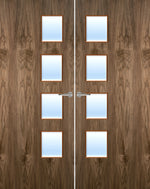 Load image into Gallery viewer, Walnut Veneer 27G Glazed Pair FD30 Internal Fire Door
