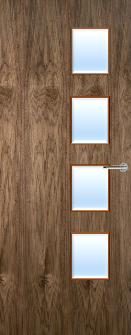 Walnut Veneer 27G Glazed FD30 Internal Fire Door