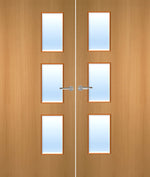 Load image into Gallery viewer, Beech Veneer 28G Glazed Pair FD30 Internal Fire Door
