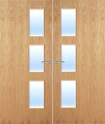 Load image into Gallery viewer, Oak Veneer 28G Glazed Pair FD30 Internal Fire Door
