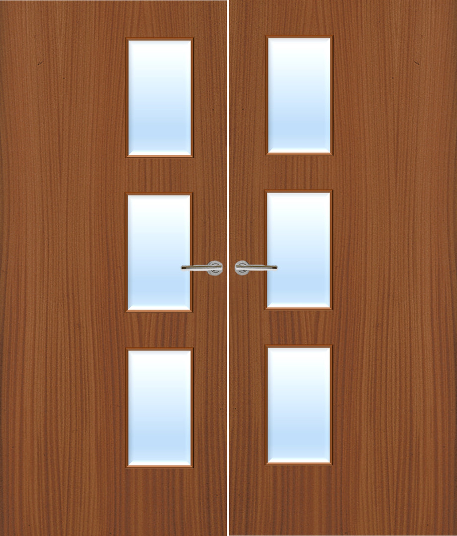 Sapele Veneer 28G Glazed Pair FD30 Internal Fire Door