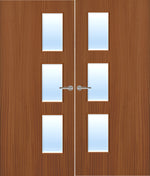 Load image into Gallery viewer, Sapele Veneer 28G Glazed Pair FD30 Internal Fire Door
