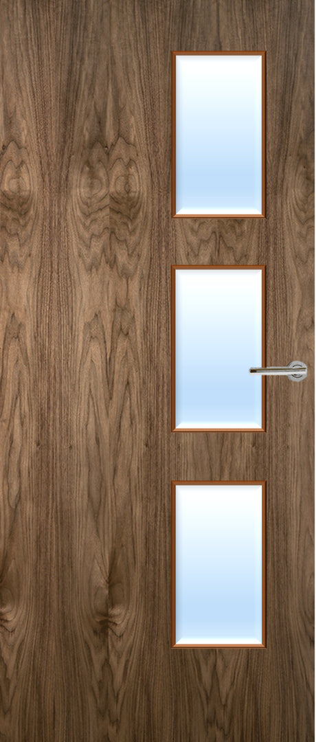 Walnut Veneer 28G Glazed FD30 Internal Fire Door