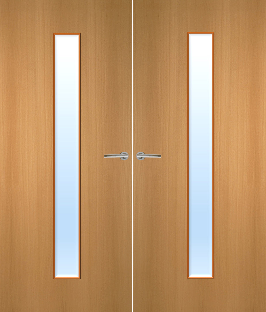 Beech Veneer 29G Glazed Pair FD30 Internal Fire Door