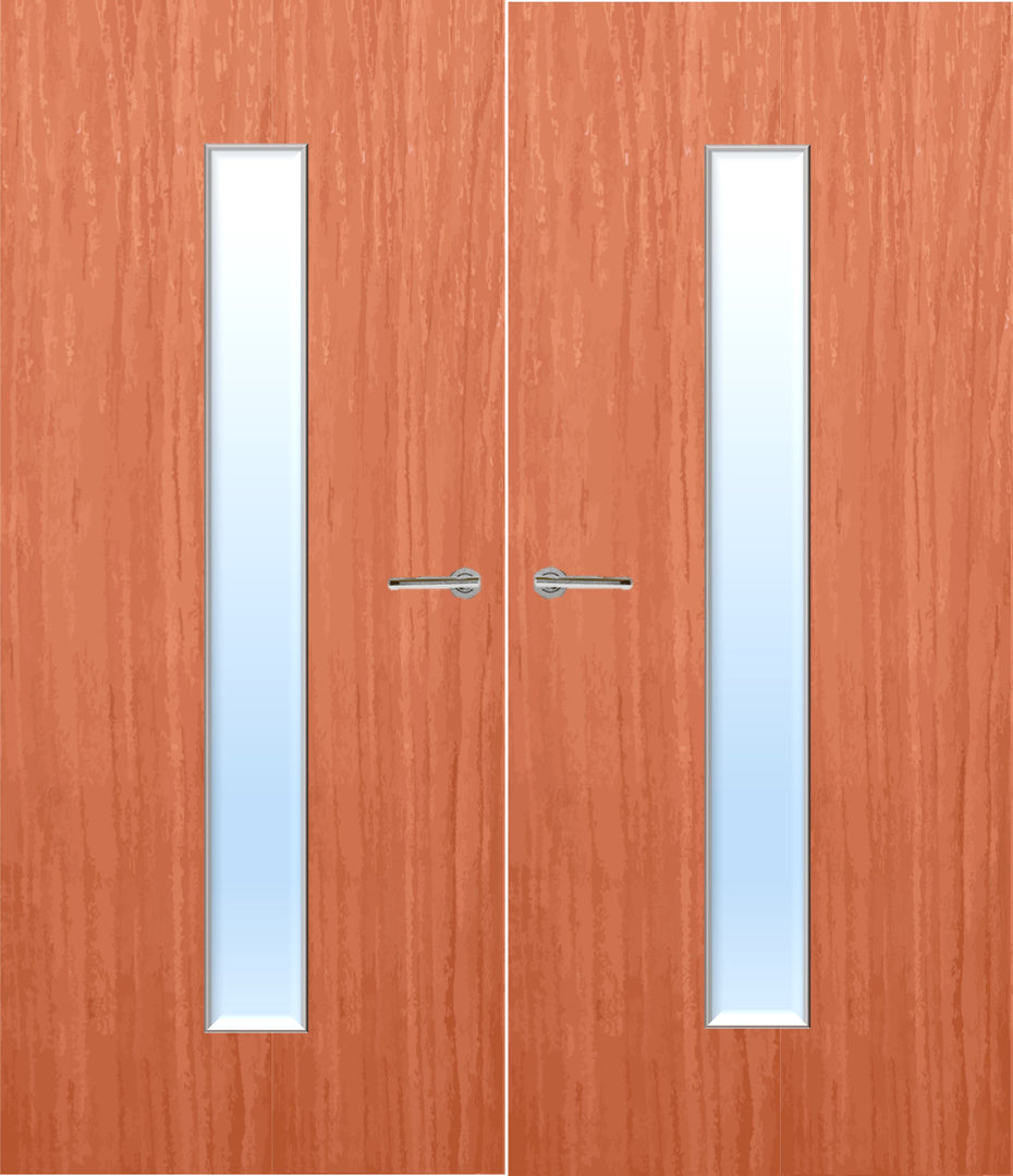 Cherry Veneer 29G Glazed Pair FD30 Internal Fire Door