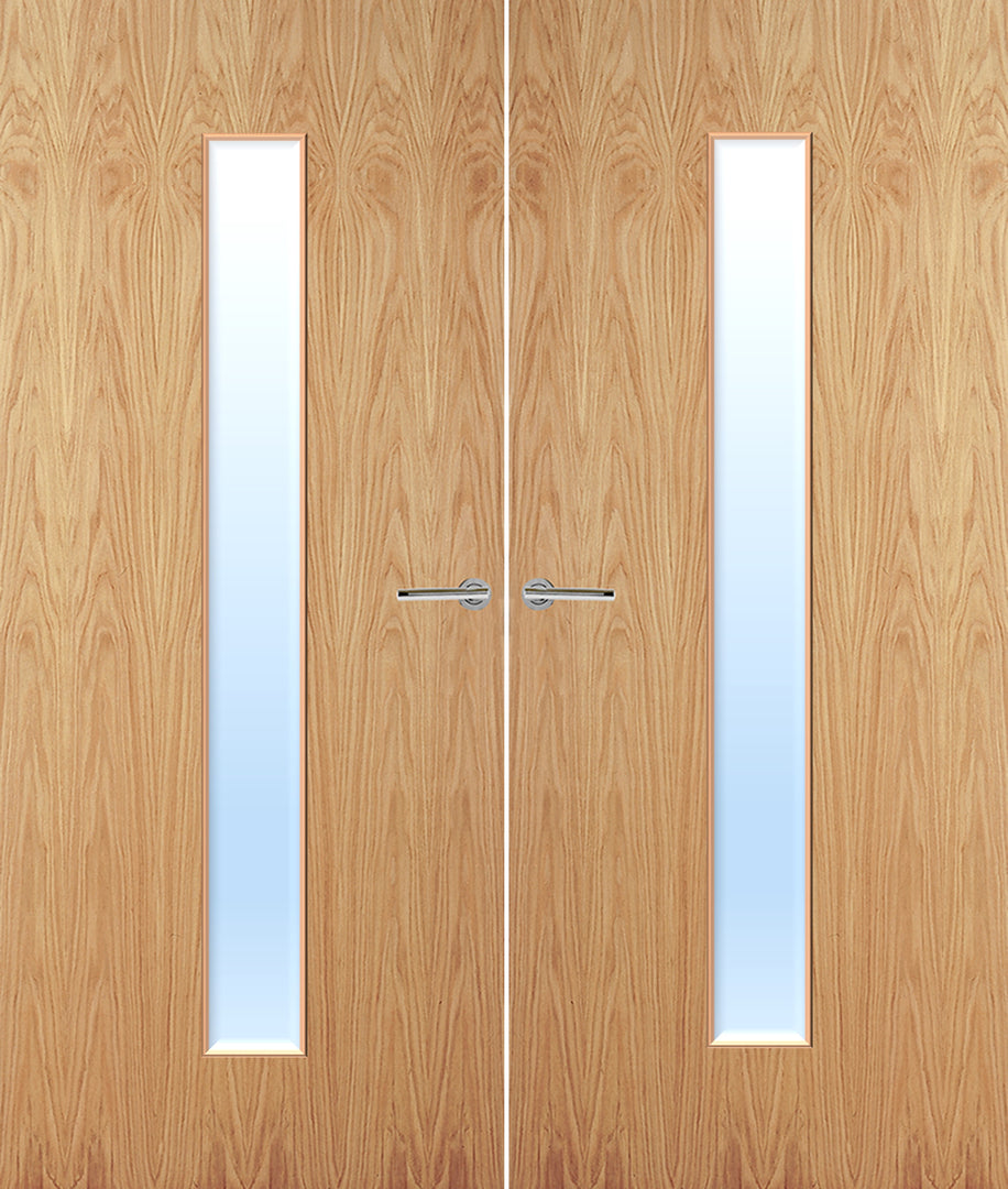 Oak Veneer 29G Glazed Pair FD30 Internal Fire Door