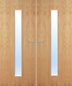 Load image into Gallery viewer, Oak Veneer 29G Glazed Pair FD30 Internal Fire Door
