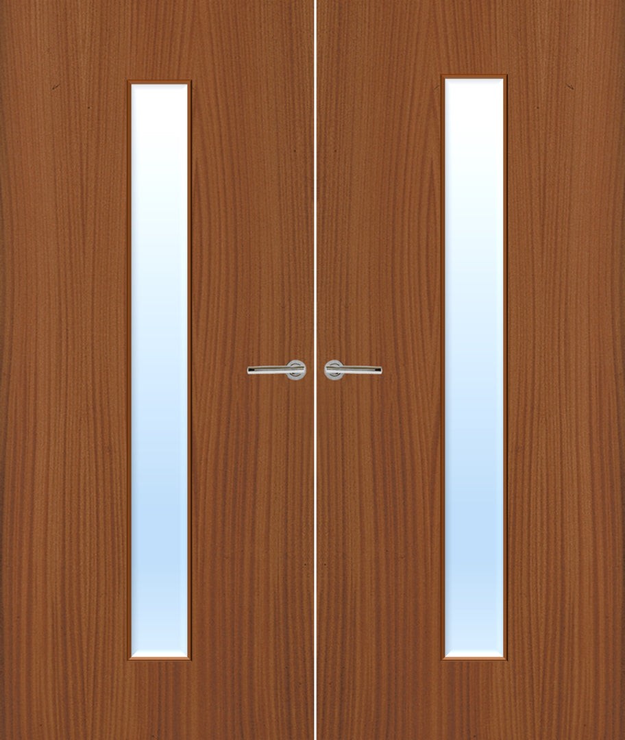 Sapele Veneer 29G Glazed Pair FD30 Internal Fire Door