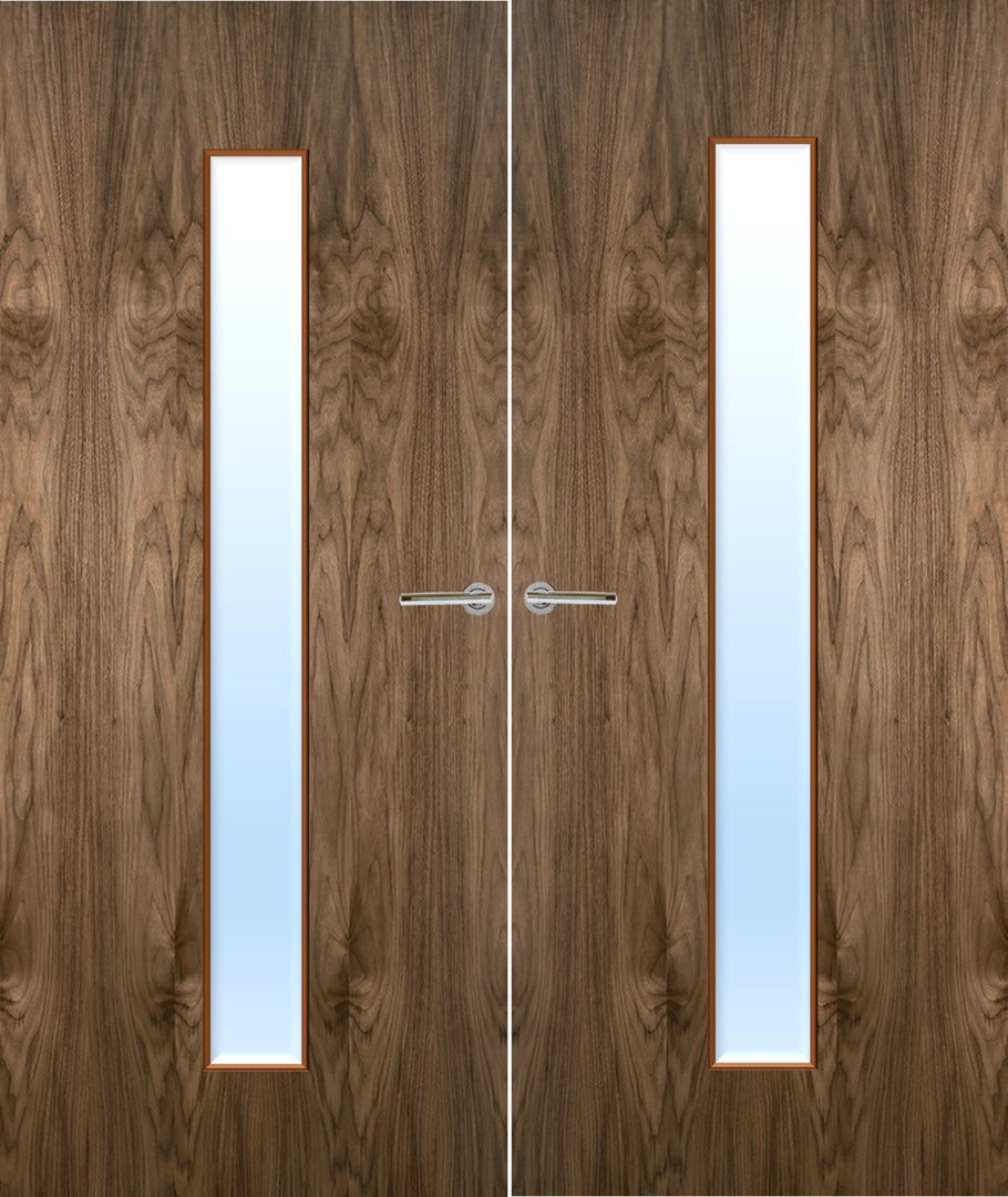 Walnut Veneer 29G Glazed Pair FD30 Internal Fire Door