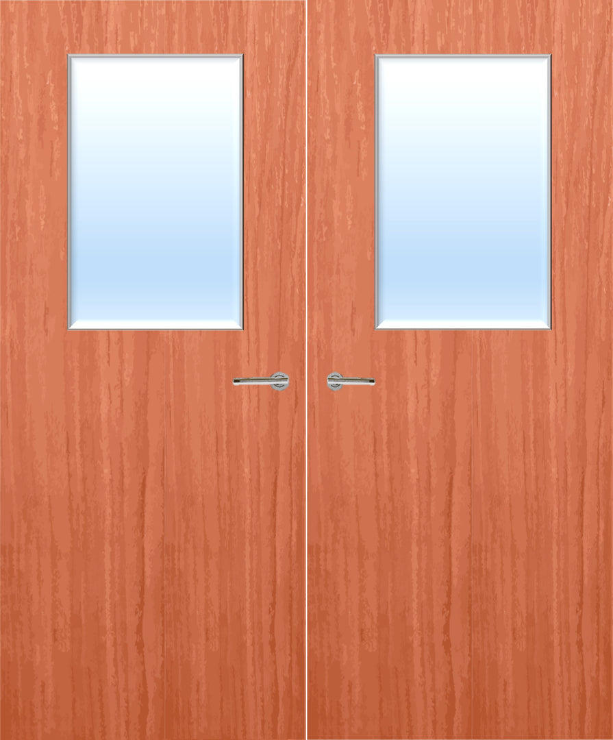 Cherry Veneer 2G Glazed Pair FD30 Internal Fire Door