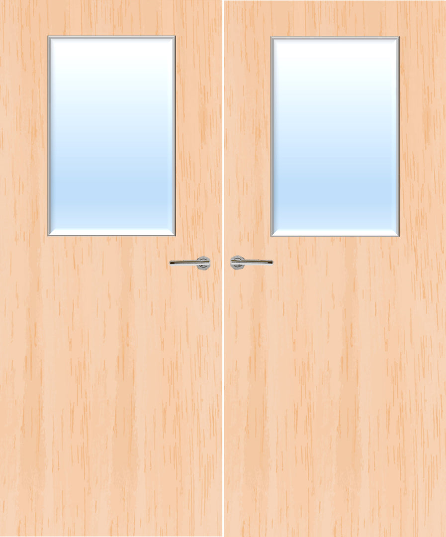 Maple Veneer 2G Glazed Pair FD30 Internal Fire Door