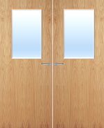 Load image into Gallery viewer, Oak Veneer 2G Glazed Pair FD30 Internal Fire Door
