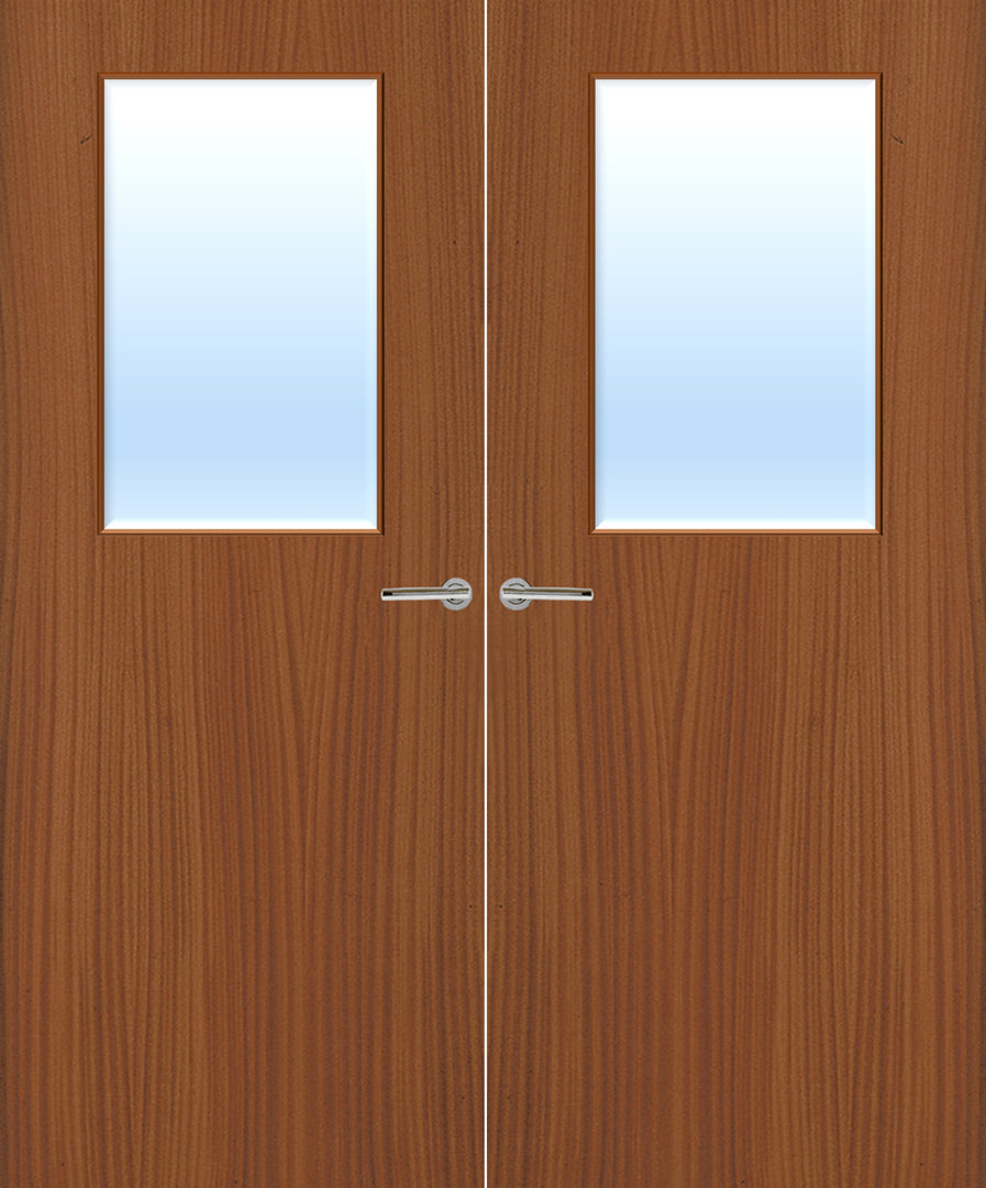 Sapele Veneer 2G Glazed Pair FD30 Internal Fire Door