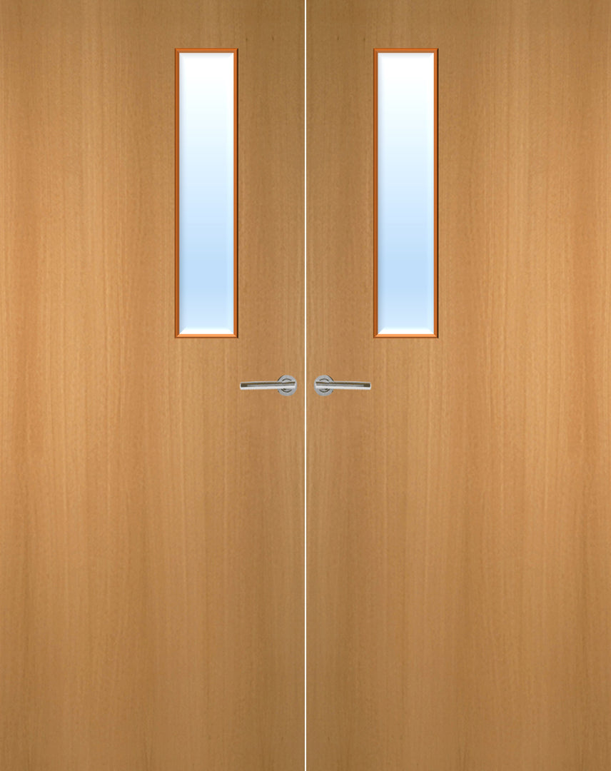 Beech Veneer 3G Glazed Pair FD30 Internal Fire Door