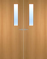 Load image into Gallery viewer, Beech Veneer 3G Glazed Pair FD30 Internal Fire Door
