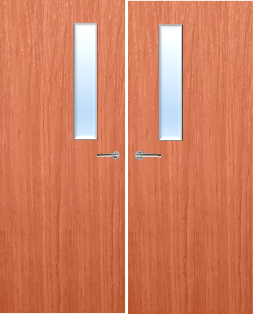 Cherry Veneer 3G Glazed Pair FD30 Internal Fire Door