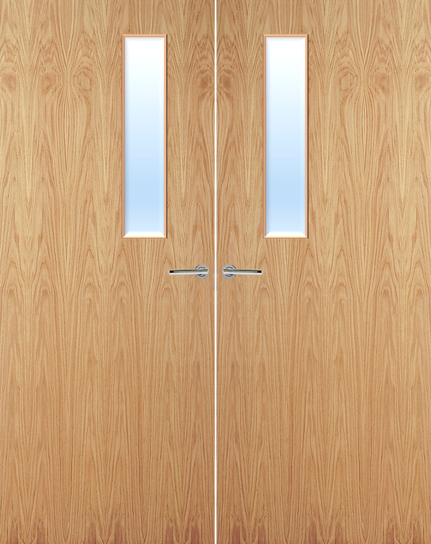 Oak Veneer 3G Glazed Pair FD30 Internal Fire Door