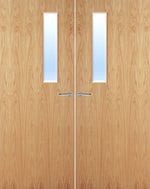 Load image into Gallery viewer, Oak Veneer 3G Glazed Pair FD30 Internal Fire Door
