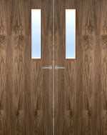 Load image into Gallery viewer, Walnut Veneer 3G Glazed Pair FD30 Internal Fire Door
