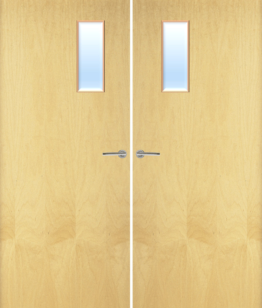 Ash Veneer 4G Glazed Pair FD30 Internal Fire Door