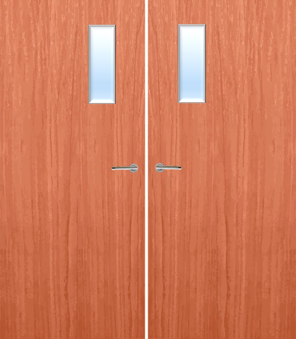 Cherry Veneer 4G Glazed Pair FD30 Internal Fire Door