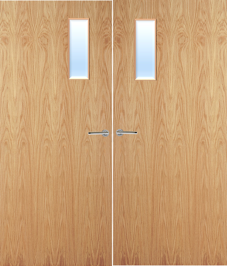 Oak Veneer 4G Glazed Pair FD30 Internal Fire Door