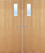 Load image into Gallery viewer, Oak Veneer 4G Glazed Pair FD30 Internal Fire Door
