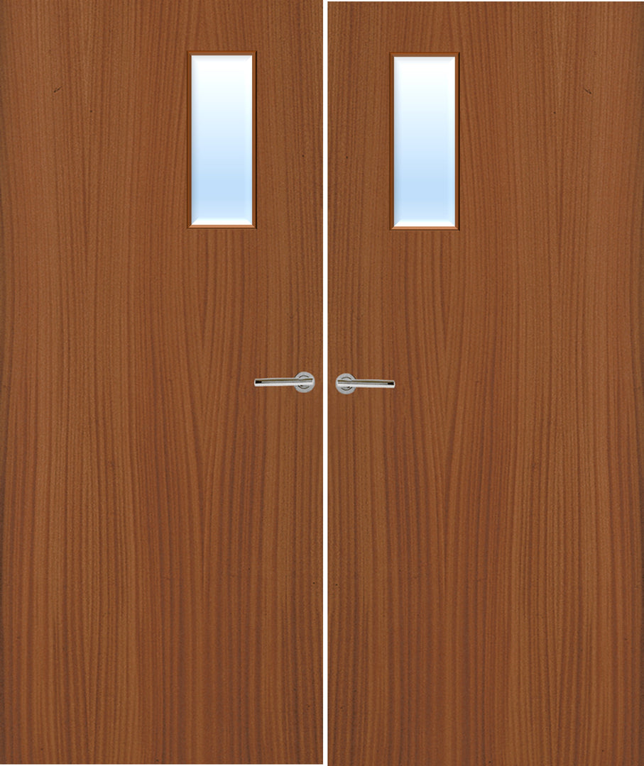 Sapele Veneer 4G Glazed Pair FD30 Internal Fire Door