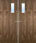 Load image into Gallery viewer, Walnut Veneer 4G Glazed Pair FD30 Internal Fire Door
