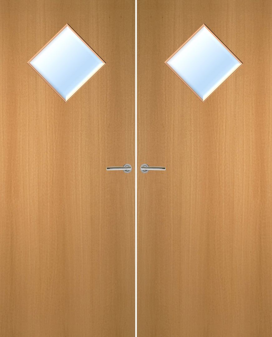 Vizat Internal Beech Veneer 6G Glazed Pair FD30 Fire Door