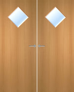 Load image into Gallery viewer, Vizat Internal Beech Veneer 6G Glazed Pair FD30 Fire Door
