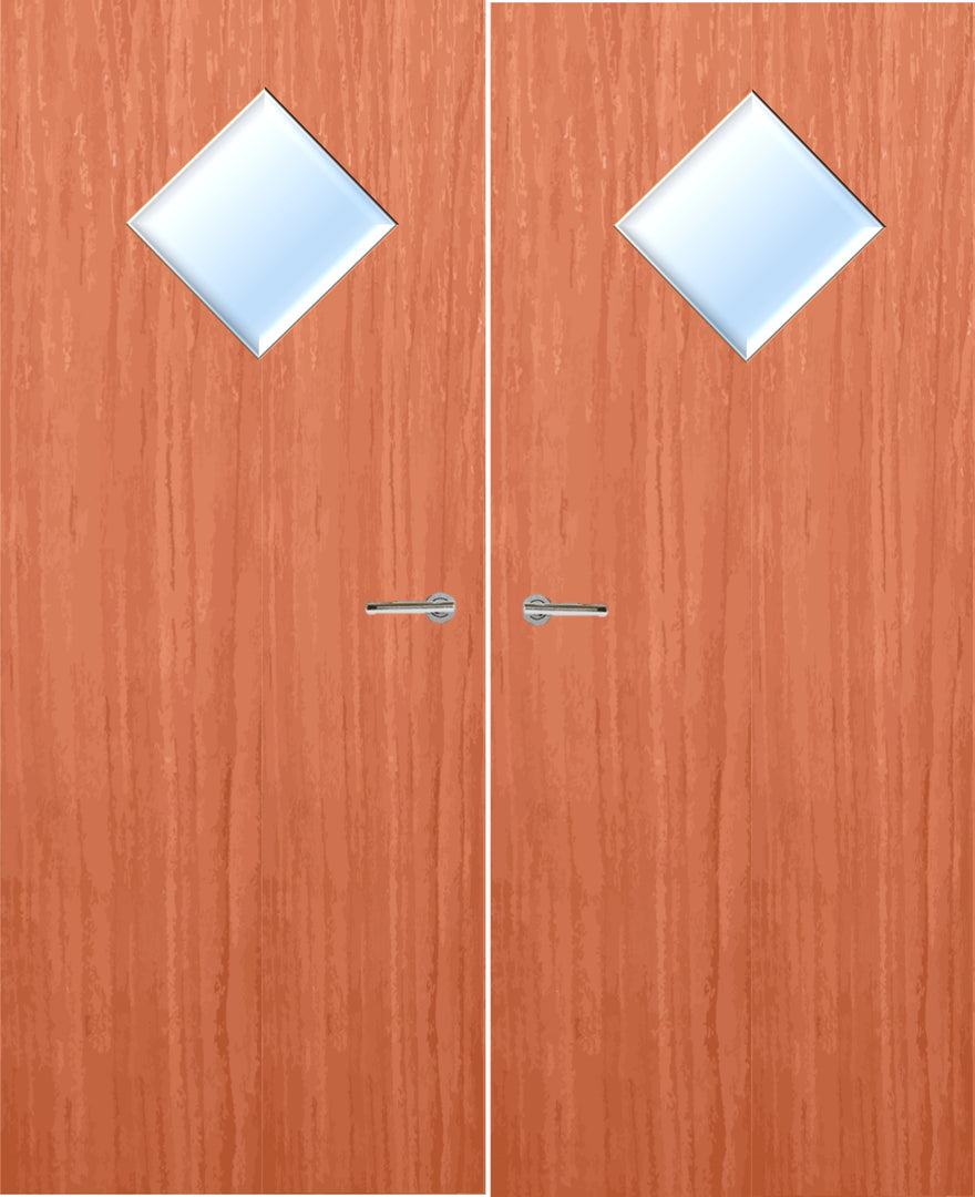 Cherry Veneer 6G Glazed Pair FD30 Internal Fire Door