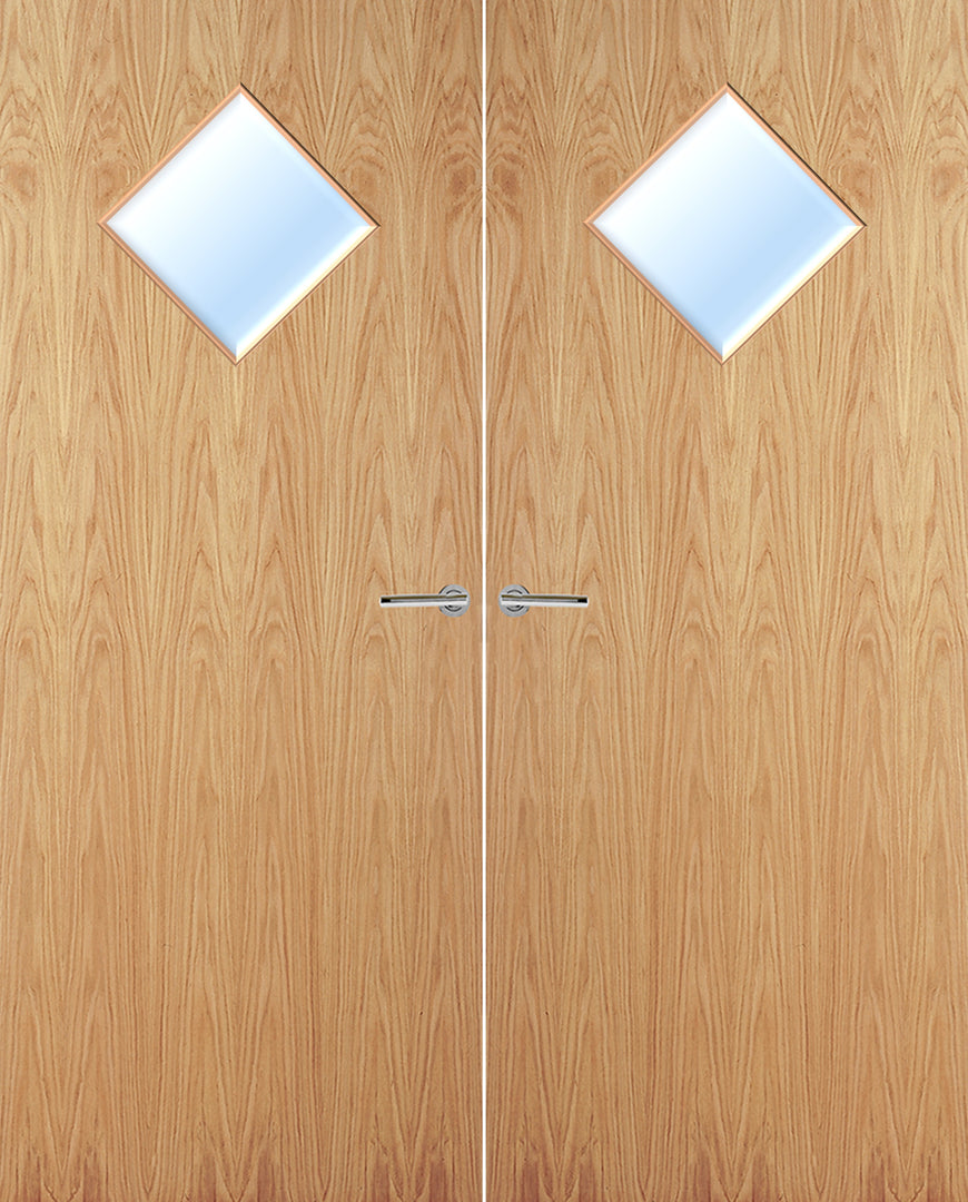 Oak Veneer 6G Glazed Pair FD30 Internal Fire Door