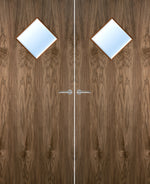 Load image into Gallery viewer, Walnut Veneer 6G Glazed Pair FD30 Internal Fire Door
