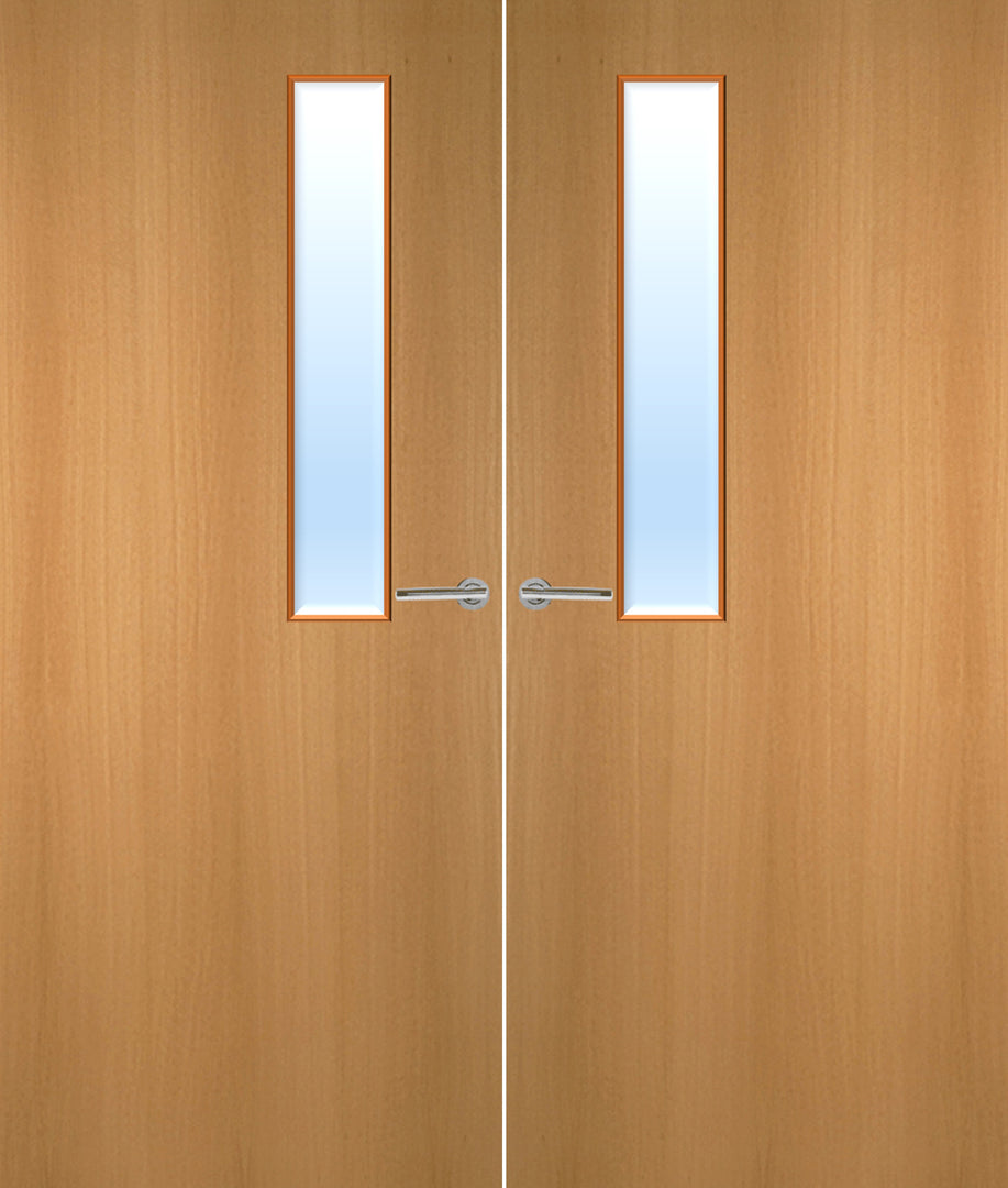 Beech Veneer 7G Glazed Pair FD30 Internal Fire Door