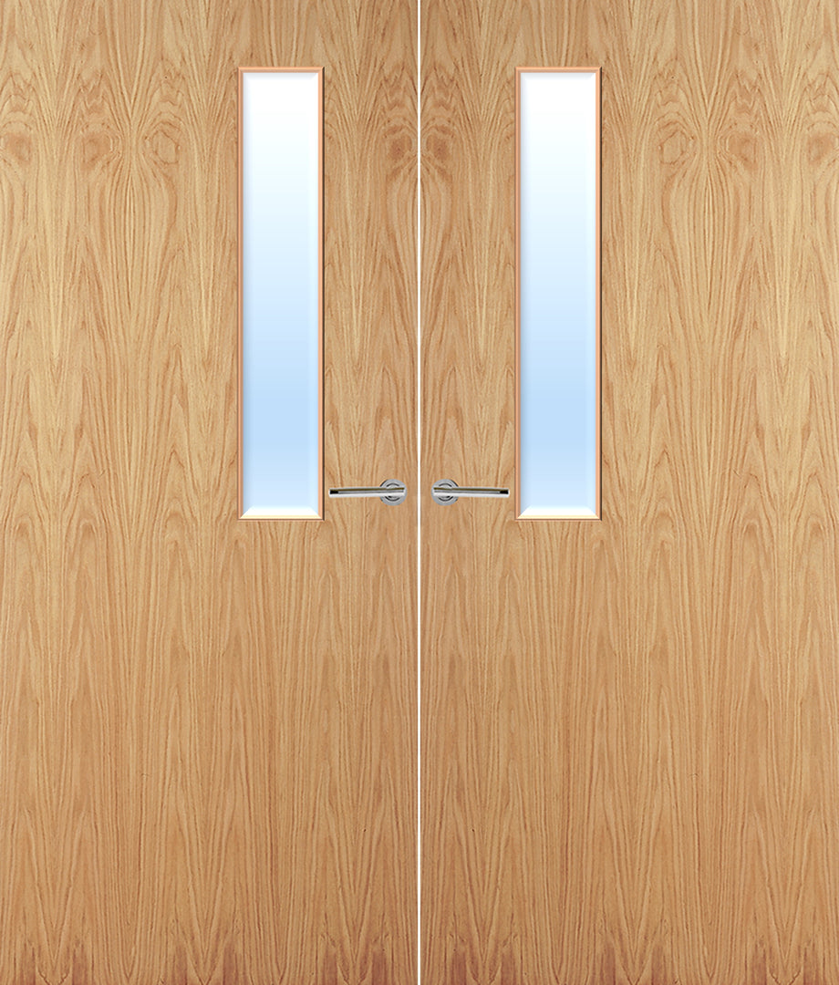 Oak Veneer 7G Glazed Pair FD30 Internal Fire Door