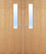 Load image into Gallery viewer, Oak Veneer 7G Glazed Pair FD30 Internal Fire Door
