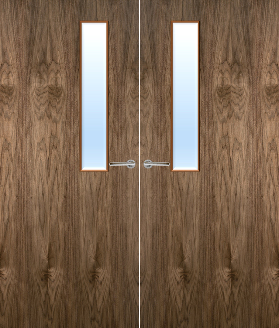 Walnut Veneer 7G Glazed Pair FD30 Internal Fire Door