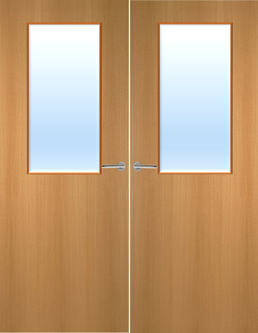 Beech Veneer 8G Glazed Pair FD30 Internal Fire Door