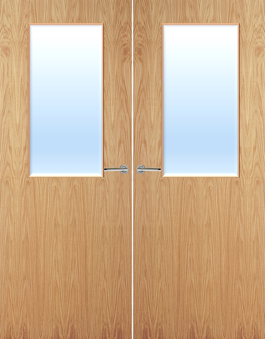 Oak Veneer 8G Glazed Pair FD30 Internal Fire Door