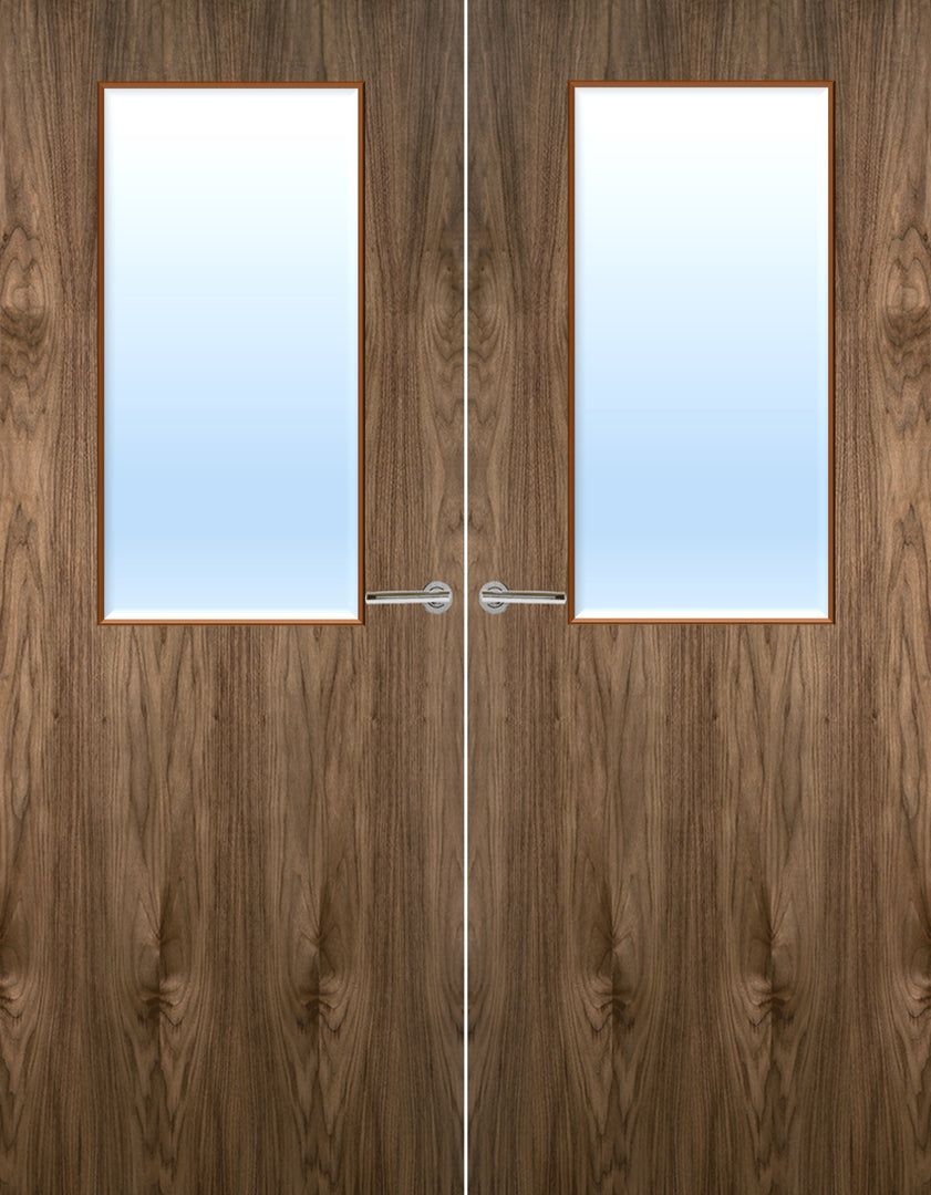 Walnut Veneer 8G Glazed Pair FD30 Internal Fire Door