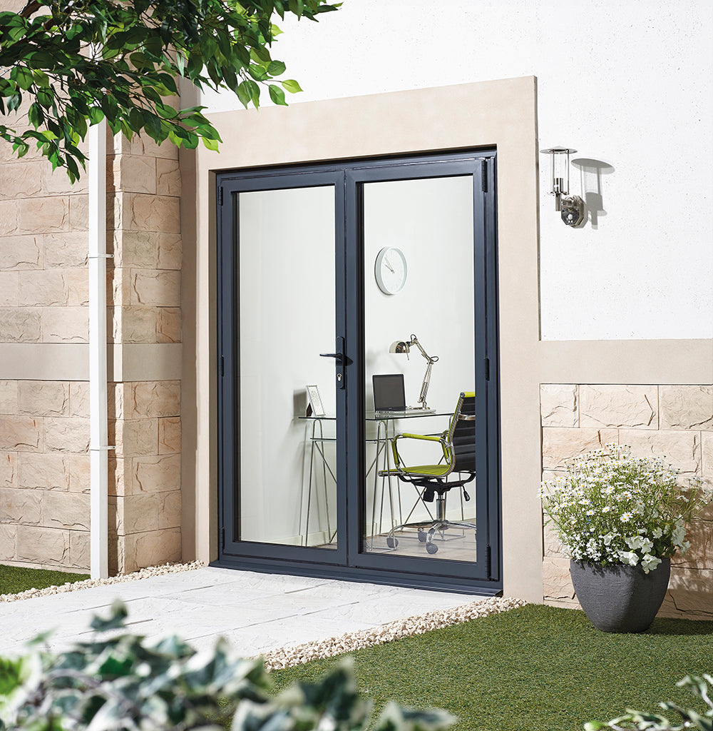 Aluvu External French Door Pre-finished Grey Door