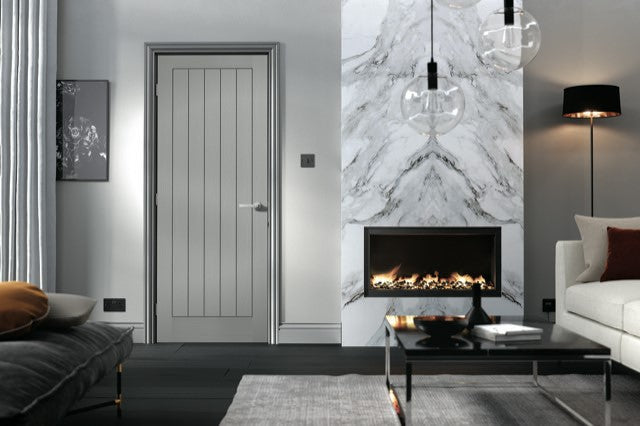 Grey Moulded Textured Vertical 5P Door